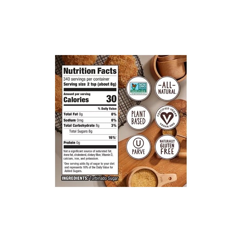 Sugar Raw Natural Cane Turbinado Sugar - 6 Lb (2