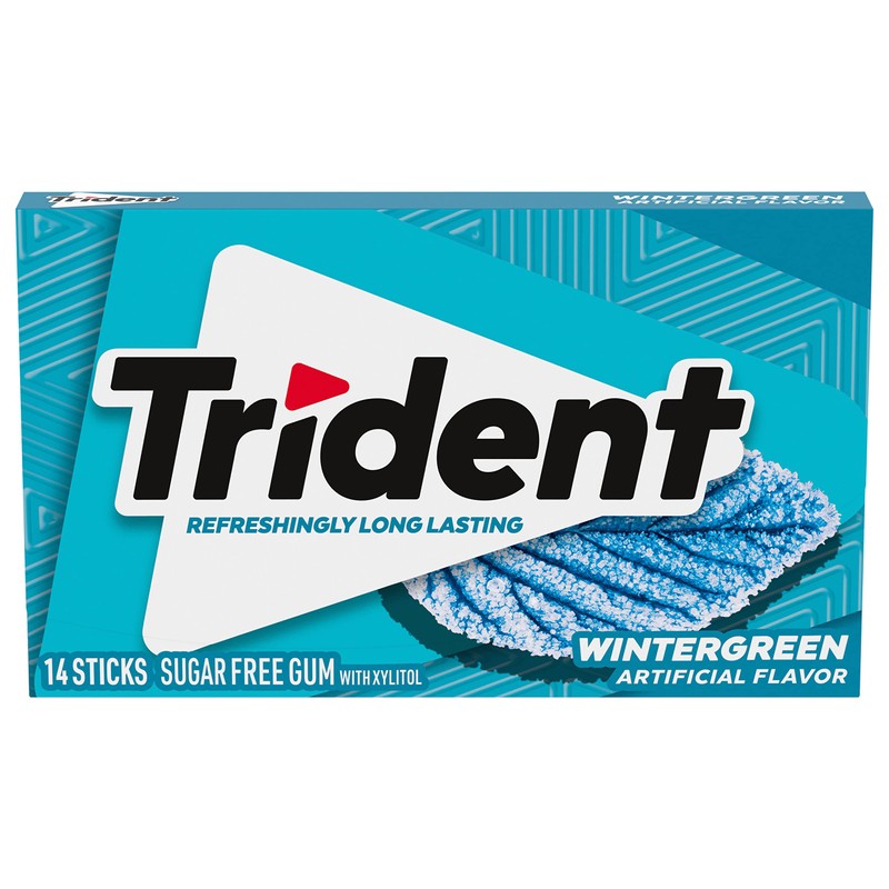 Trident Wintergreen Sugar-Free Chewing Gum, 12 Packs of 14 Pieces