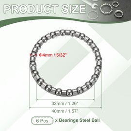 YELARXI Bike Ball Bearings, Bicycle Crank Bearing Retainer Stainless Steel Caged Wheel #5-Fitfor (MTB Bike Crank-Bottom Bracket-Frame Bearing Repair) 5/32" x 20 Balls & 6 Pack & Silver