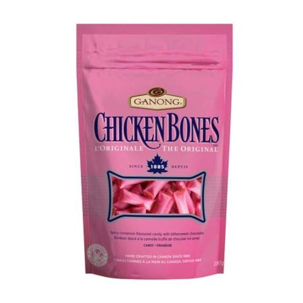 Ganong Chicken Bones Spicy Cinnamon Flavoured Candy with Unsweetened Chocolate 180g {Imported from Canada}