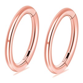 PIERCINGFUN Women Men G23 Titanium Hinged Piercing Nose Rings Hoop 2Pcs 18G 8mm for Nostril Septum Cartilage Helix Daith Tragus Rook Conch Lip Ear Lobe Belly Eyebrow Piercings