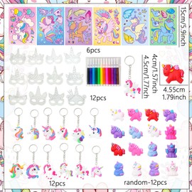 LaVenty Unicorn Party Bag Fillers Girls Party Bag Fillers for Kids Masks Crafts Goods Bracelet Ring Keychain tickers Gifts Pinata fillers for Kids Girls