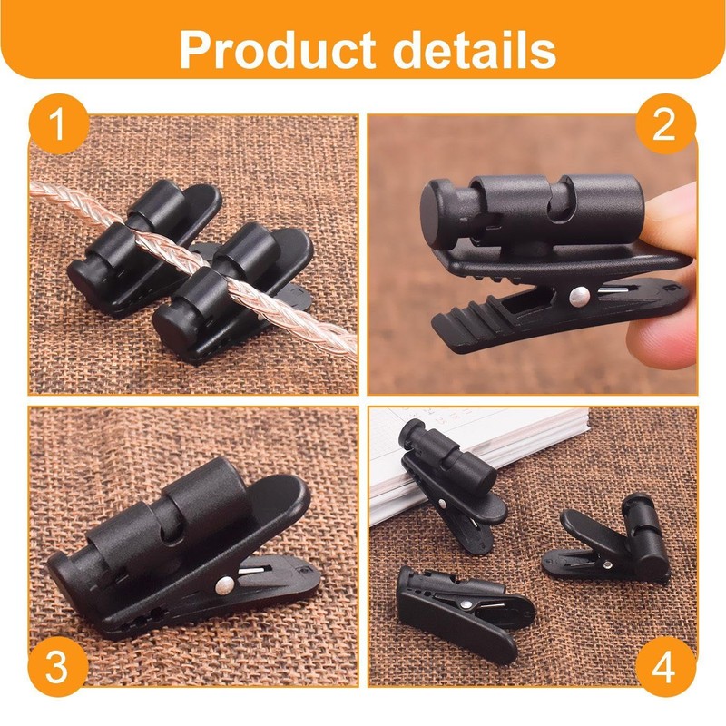 10-Piece Headphone Cable Clip, 360° Rotary Clip, Headphone Accessories, Suitable