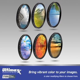 55MM Ultimaxx Six Piece Gradual Color Filter Kit (Orange, Yellow, Blue, Purple, Red, Grey) for Nikon D3300, D3400, D3500, D500, D5200, D5300, D5500, D5600 w/AF-P DX NIKKOR 18-55mm f/3.5-5.6G VR