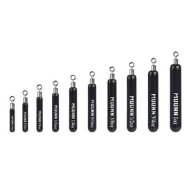 MUUNN 10 Pack Tungsten Free Rig Skinny Drop Shot Weights,Raindrop Free Rig Fishing Sinkers kit for Drop Shot Rig,97% Density Tungsten Fishing Weights (1/2oz - 10 Pack, No Chip Black)