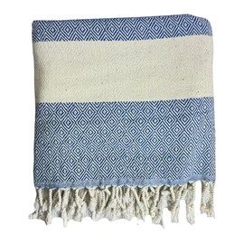 MEBY Set of 2 XXL Sauna Towels, 90 x 180 cm, 100% Cotton, Turkish Hammam Towel, Hand Towel, Yoga Towel, Peshtemal, Picnic Blanket, Travel Towel, Beach Towel, Peshtemal (Blue)