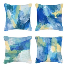 Home Decorative Throw Pillow Covers - Set of 4 Soft Abstract Cushion Covers for Sofa Living Room Indoors Outdoors Modern Style 18x18 Inch