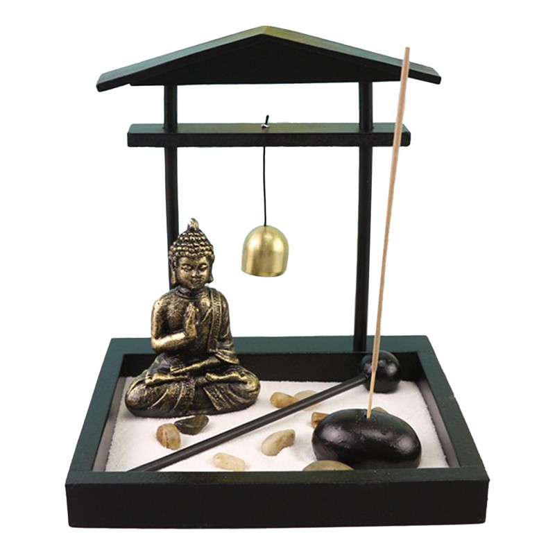 Sitting Buddha Ornament Statue Resin Zen Sand Garden Meditating Sculpture