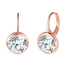 CONILOK Zircon Earrings Silver 925 Hoop Earrings Silver/Rose Gold/Gold/Blue/Purple/Red/Pink 10 mm Women's Jewellery Earring Gifts for Women Girls Girlfriend Mum Birthday Christmas Day Valentine's Day,