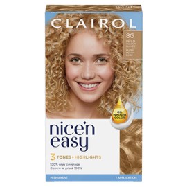 Clairol Nice'n Easy Permanent Hair Dye, 8G Medium Golden Blonde Hair Color, 1 Count