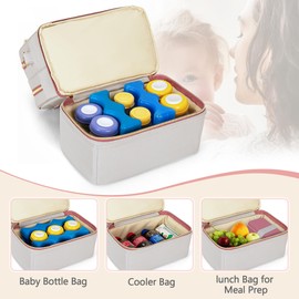 Damero Double Layers Breast Pump Bag, Wearable Breast Pump Bag for Most Hand-Free Breast Pumps, Wearable Pumping Tote with Waterproof Mat for Working Moms (Bag Only)