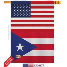 Puerto Rico US Friendship House Flags Pack Regional USA American Alliance World Country Particular Area Vintage Applique Small Decorative Gift Yard Banner Double-Sided Made In 28 X 40
