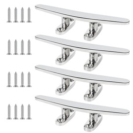 ORLANG 6 Inch 316 Stainless Steel Boat Cleats, Open Base Dock Cleats with Fasteners, Boat Dock Cleat Rope Cleat for Boat Docks, Decks or Nautical Decor (4 Pack)