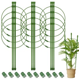 Legigo 3 Packs Plant Support Cages Tomato Cage for Garden- 30 Inch Adjustable Garden Cucumber Trellis Plant Stakes, Trellis Support Rings for Climbing Plants, Pots, Indoor Plants with 10 Plant Clips