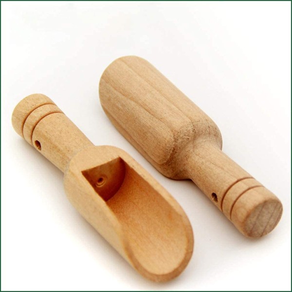 HugeDE 6 Pcs Mini Wooden Scoops Small Bath Salt Spoon Candy Spoon Washing Powder Spoon