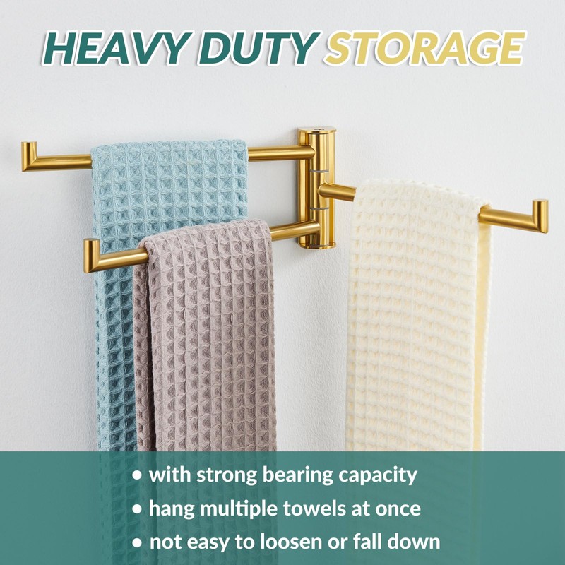 APLusee Swivel Towel Rack for Bathroom Door Wall Mounted, Swivel