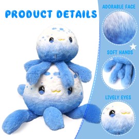 DYBFONO Jellyfish Plush Toy,Blue and White Stuffed Sea Animal, Ocean Stuffed Animals Toys for Ocean Lovers, Unique Gift for Kids, Bedroom Decor, Birthday Gift.(11.02")