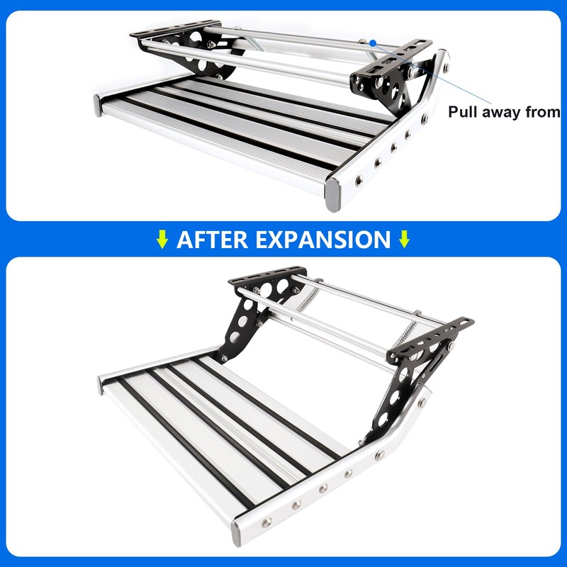 RV Folding Single Step Non-Slip RV Stairs One-Hand Expand or
