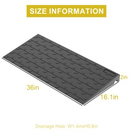 Heavy Duty Rubber Threshold Ramp – 2" Rise Wheelchair & Scooter Ramp with Cord Channel, Non-Slip Angled Entry for Doorways, Steps & Garages, 2200 LBS Capacity (Black, 36" Length)