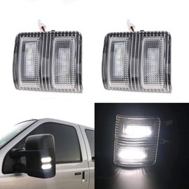 csslyzl Clear Lens White LED Side Mirror Marker Lights Compatible with 2008-2016 Ford F250 F350 F450 Super Duty Side Mirror LED Turn Signal Lights