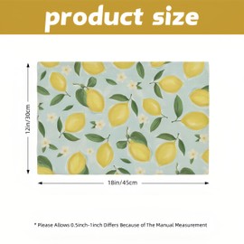 Lemon Flower Floral Garden Placemat Set of 4,12x18 Inch Blue White Flowers Shaped Garden Plants Linen Washable Fabric Table Mats for Seasonal Spring Decoration Kitchen Dining Table Place Mats