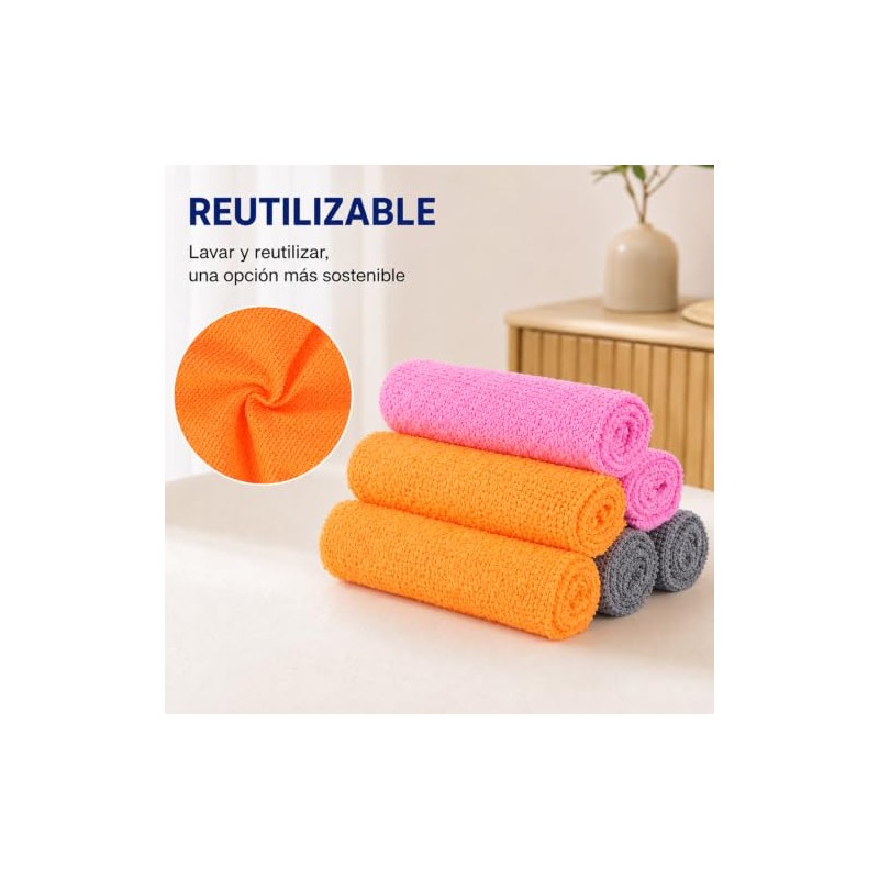 RUISTLI Rollo de Toallas de Microfibra, Paquete de 50, Rollo