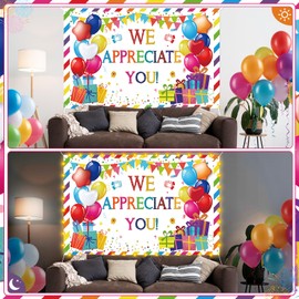 We Appreciate You Banner with LED String Light Thank You for All You Do Backdrop for Pastor Employee Staff Teacher Doctor Nurse Appreciation Day Decorations Gifts Party Supplies Decor