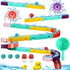 Children's Bath Toy, 44 Pieces Marble Run Bath Toy from 3 4 5 6 Years, DIY Marble Run Bath Toy with Suction Cups, Water Toy, Bath Fun Gift for Girls Boys from 3 Years