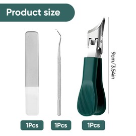 Eagle Beak Nail Clippers – 3 Pcs Professional Slant Edge Nail Clippers with Wide Jaw Opening – Anti-Splash Design Slanted Nail Clipper Kit for Thick Nails