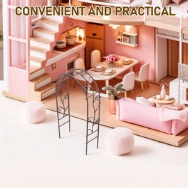 POPETPOP Miniature Wedding Arch for Dollhouse DIY Fairy Garden Accessory Elegant European Style Micro Landscape Decoration for Weddings and Celebrations 7.87X3.93X1.18In
