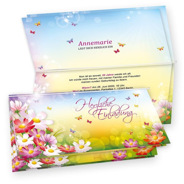tatmotive FLORENTINA Birthday Invitation Cards (20 Sets) Self Printable with