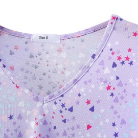 QUCH Womens Pajama Sets Plus Size Sleepwear Tops with Capri Pants Cotton Pajamas Set for Women Soft Comfy Cute Pj Sets Purple Star L