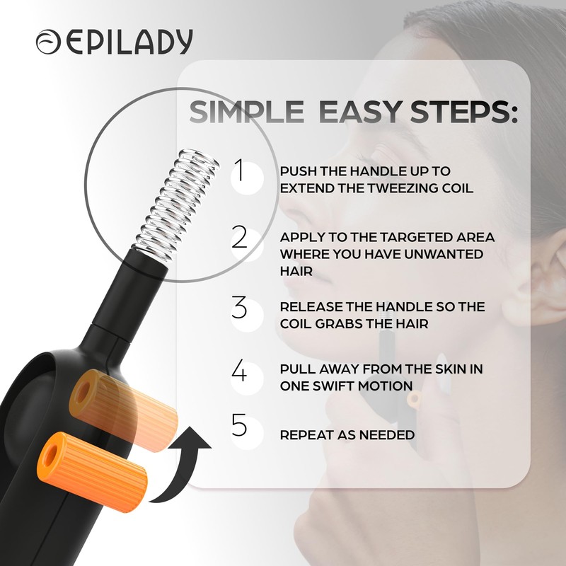 Epilady Precision Coil Tweezer, Facial Hair Remover with Ergonomic Design,