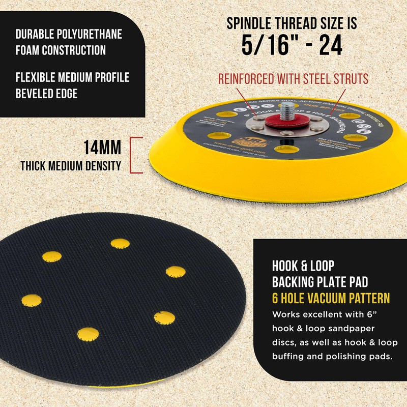 Dura-Gold Pro Series 6" Hook & Loop DA Backing Plate