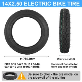 14X2.50 E-Bike Tubeless Tire with Self-Sealing Puncture Protection 6PR 1PAC