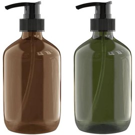 2 PCS 10 OZ Pump Bottle Plastic Pump Lotion Dispenser Empty Bottles Refillable Plastic Containers for Shampoo Lotion Body Wash, Creams, Moisturizer, Massage Oil, Multicolor