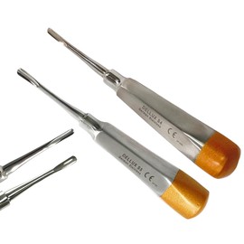 Luxating Dental Pick Root Elevators Set of 2pcs | 4mm + 5mm Gold Color Coded Lightweight Handles | Autoclave-Safe German Stainless Steel