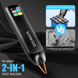 Docreate Handheld Spot Welder, 99-Gear LCD Display with Auto/Manual Mode, for 0.1-0.25mm Nickel Sheet, Ideal for 18650 Battery Pack DIY & Repair