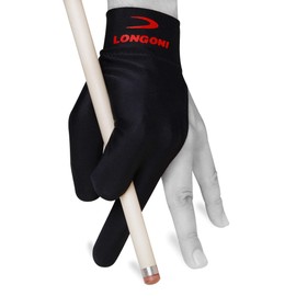 (One size fits all) - LONGONI Billiard POOL CUE GLOVE - for Left hand - Black