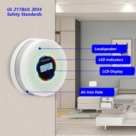 Yfwsrecinoe 5 Pack Upgraded Combination Smoke and Carbon Monoxide Alarm Detector, Dual Sensor Smoke Alarm&Carbon Monoxide Detector (Includes Battery)