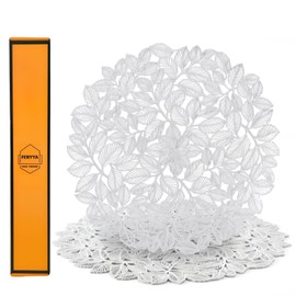 Fenyya Gold Placemat Set of 4 Washable, Modern Placemats, Round Leaf Placemats Non Slip Wipeable Table Mats for Dinner, Party, Wedding, Accent Center Decoration, Home Decor. (6, Silver)