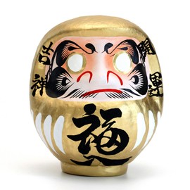 ＪＡＰＡＮ＼ＭＵＳＥＵＭ JAPANMUSEUM Japanese Gold Daruma Doll Handmade Traditional Crafts Zen Statue Good Luck & Well Wishes (5.9inch Tall Gold L)