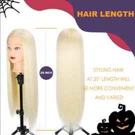 Mannequin Head with Hair, 26 Inch Make up Cosmetology Mannequin Doll Head for Hair Styling, Training Practice Braiding Manikin Head with False Eyelashes Hair Styling Set