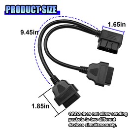 ZIMISI Right Angle OBD2 Splitter, 16 Pin 1 Male to 2 Female OBD2 Extension Cable, 30cm/12 Inch Y Cable, OBDII Extender Cord Adapter, Universal Car Accessories for All OBD2 Vehicles (Black)
