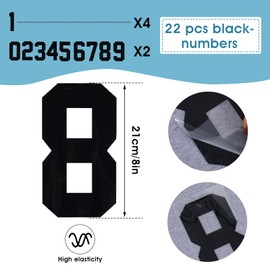 ASTER 0 to 9 Heat Transfer Numbers, 21 cm Numbers for Iron-On for Jerseys Basketball, Pack of 22 Waterproof Stickers Iron-On Stickers Number Patches for Team Clothing T-Shirt (Black)