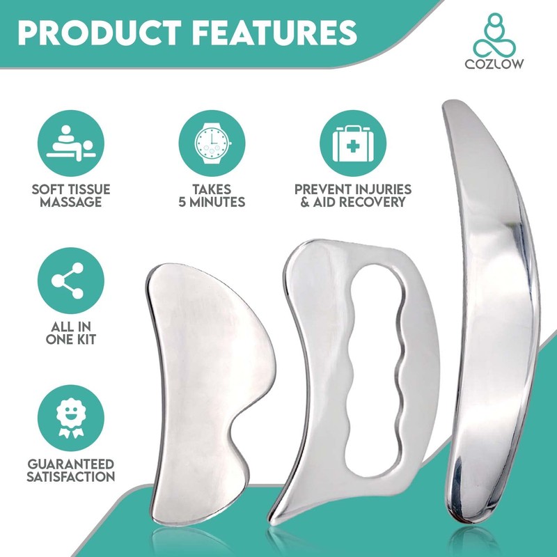 COZLOW 3-in-1 Muscle Scraper Tool Set - Skin Scraping Massage