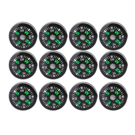 Haosie 12pcs Mini Compass, 20mm Small Compass, Hiking Accessories, Oil Filled, for Hiking Camping, Outdoor Activities, Green