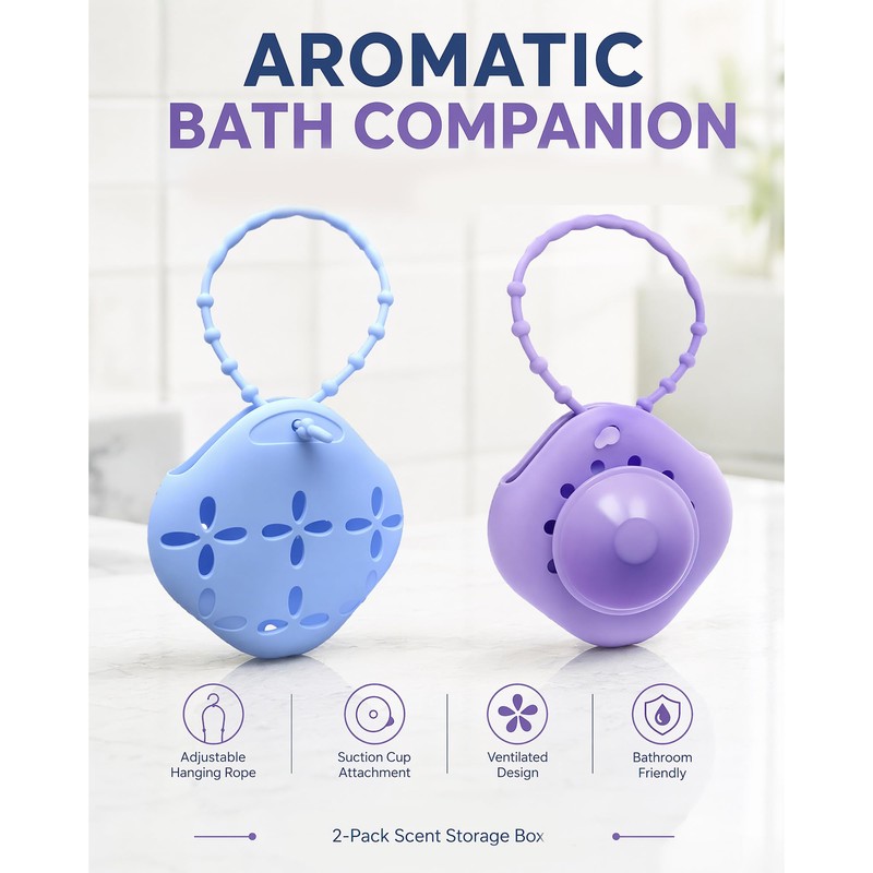 2 Pcs Silicone Shower Steamer Tray, Soap Dish Holder with