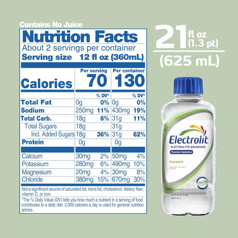 Electrolit 12 Pack Coconut Flavored Electrolyte Drink Instant Hydration Premium
