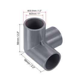 PATIKIL 8pcs 25mm 3 Way Elbow Pipe Fitting UPVC Joint Coupling Pipe Adapter for Pipe Connection, Gray